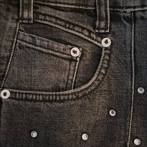 NWT Anthropologie Pilcro Rhinestone Embellished High Rise Black Jeans 25